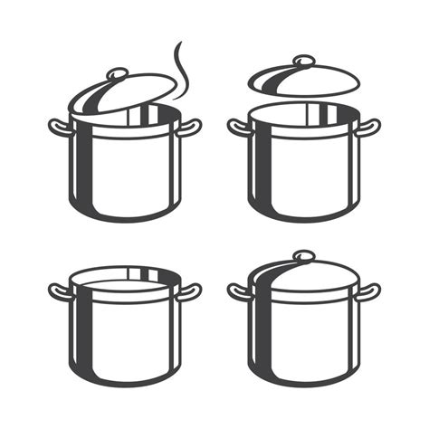 Drawing Stainless Steel Pot Set For Cooking Soup 22820759 Vector Art