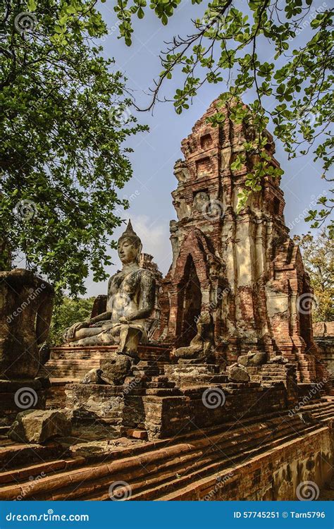 Ayutthaya temple stock image. Image of pagoda, siten - 57745251