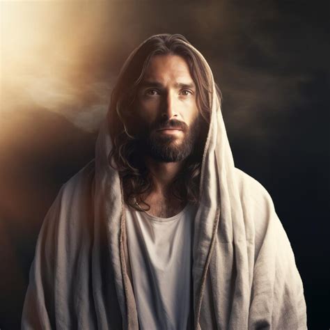 Premium Photo Jesus Standing In Front Of A Cloudy Sky