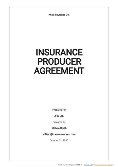 Insurance Producer Agreement Template Google Docs Word Apple Pages