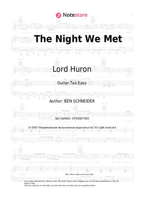 The Night We Met Tabs Easy Guitar Lord Huron In Note Guitar