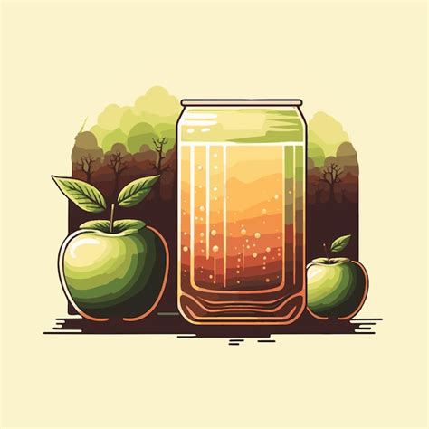 Premium Vector Cup Glass Of Apple Juice With Slices Of Apple Vector