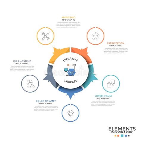 Unusual Infographic Design Template 6 Multicolored Sectoral Lettered