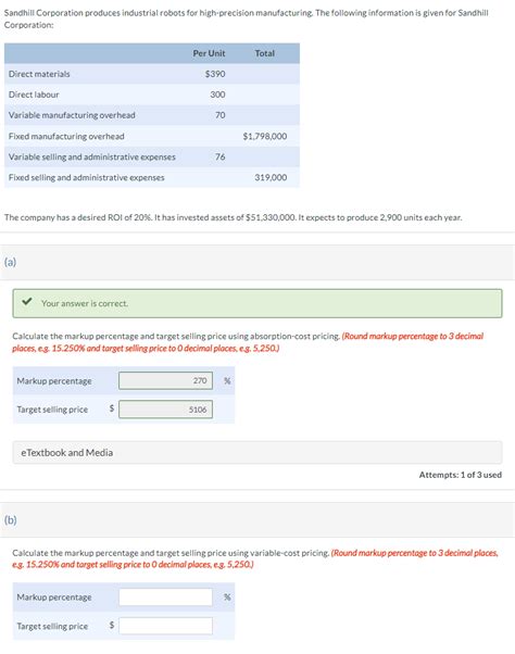 Solved Sandhill Corporation Produces Industrial Robots For Chegg