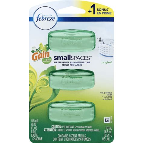 Febreze Small Spaces Air Freshener Refills, with Gain Scent, Original ...