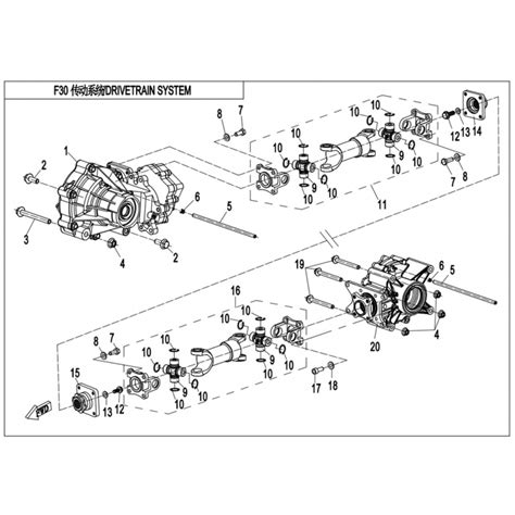 Vue Eclatee Piece Arbre De Transmission Et Pont Cfmoto Cforce Le T