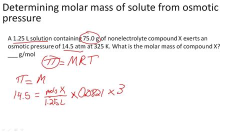 Determining Molar Mass Of Solute From Osmotic Pressure Youtube