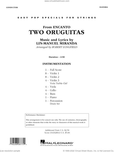 Two Oruguitas From Encanto Arr Robert Longfield Sheet Music