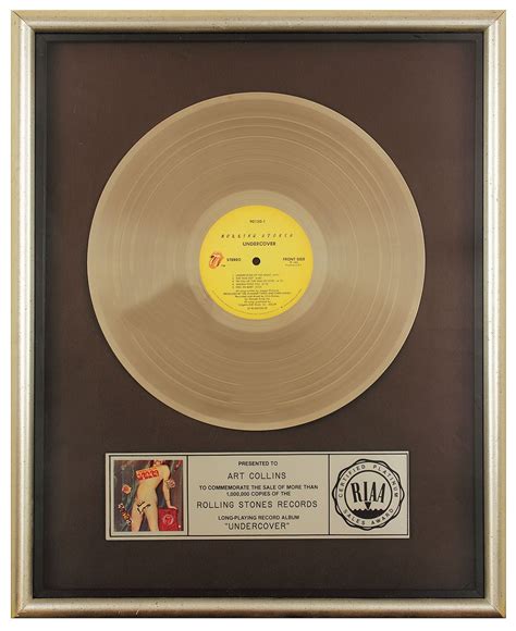 Lot Detail - Rolling Stones "Undercover" Original RIAA Platinum Album Award