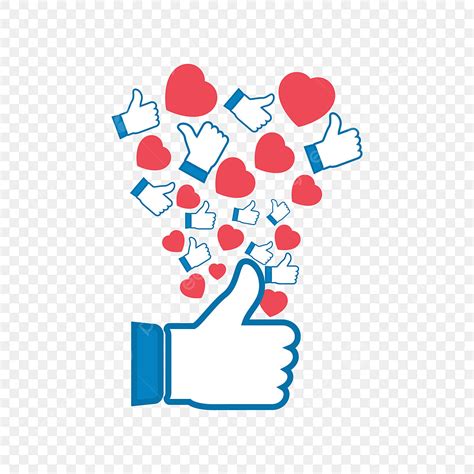 Facebook Me Gusta Y Amor Vector Png Con Tono Azul Rojo PNG Botón Png