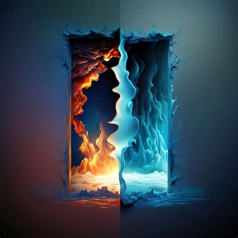 Premium Photo Contrast Background Between Ice And Fire Painting