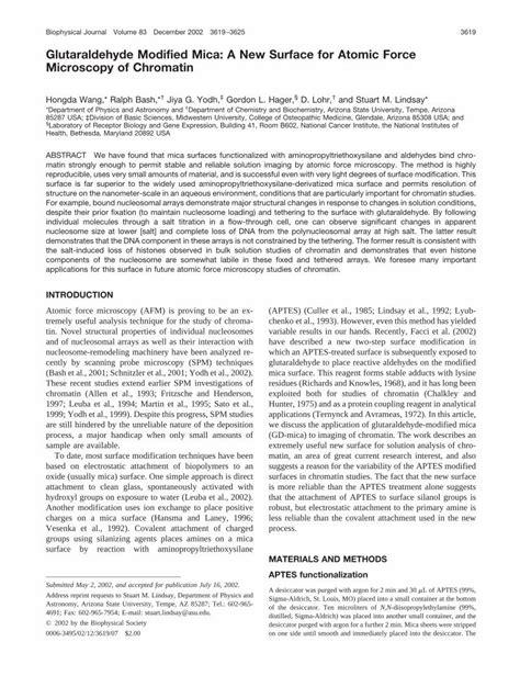 PDF Glutaraldehyde Modified Mica A New Surface For Atomic Force