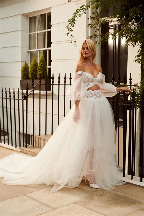 Joy Tulle Corset Wedding Gown With Balloon Sleeves Darling Bridal