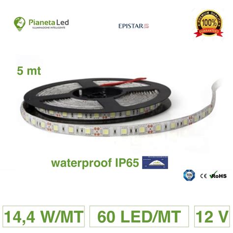 5 METRI STRISCIA 300 LED 5050 5 MT LUCE A SCELTA WATERPROOF IP65 12 V