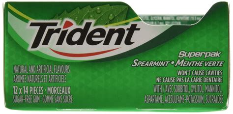 Trident Spearmint Sugar Free Gum 12ct X 14pcs Imported From Canada Caffeine Cams Coffee