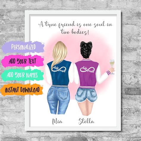 Custom Best Friend Print Personalized Best Friend T Etsy