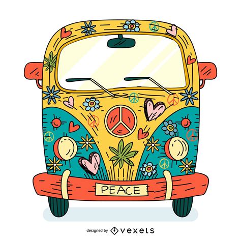 Hippie Vw Bus Cartoon