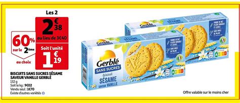 Promo Biscuits Sans Sucres S Same Saveur Vanille Gerbl Chez Auchan