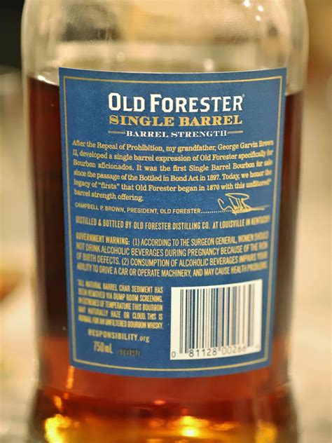 Old Forester Barrel Strength Single Barrel Bourbon Rbourbon 2022