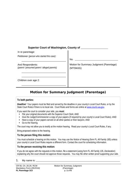 Motion For Summary Judgment Template Prntbl Concejomunicipaldechinu