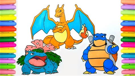 Pokemon Coloring Venusaur Charizard And Blastoise Youtube