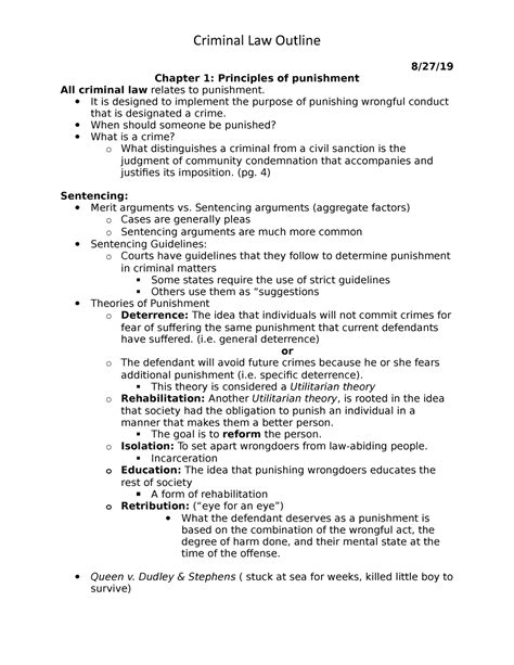 Kan Fall Criminal Law Outline Chapter Principles Of