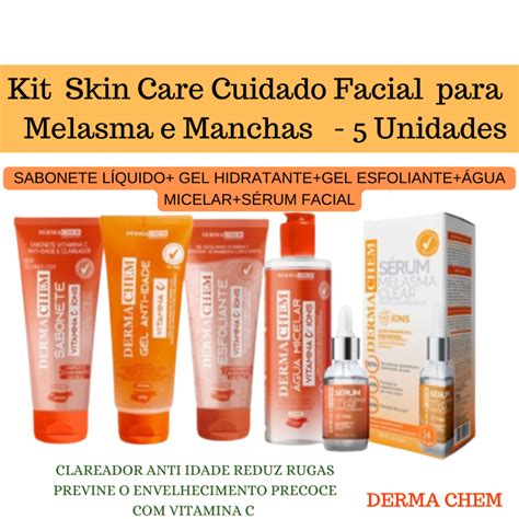 Kit Facial Skin Care Tratamento Antissinais E Melasma Clareador Para