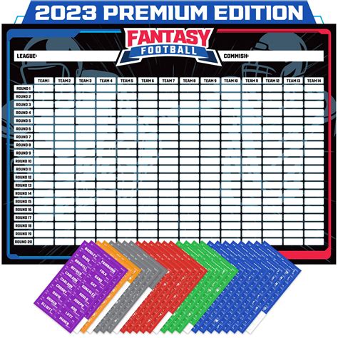 Fantasy Football Draft Board 2023 2024 Kit Extra Large Set With 496