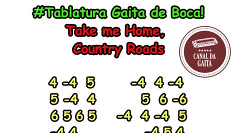 Take Me Home Country Roads Tablatura Gaita De Boca YouTube