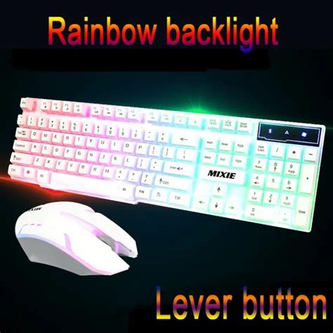 Rainbow Backlight USB Wired Gaming Keyboard And Mouse Combo For Laptop