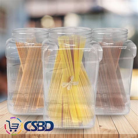 CSBD 1 Gallon Clear Plastic Jars With Ribbed Liner Screw On Lids BPA