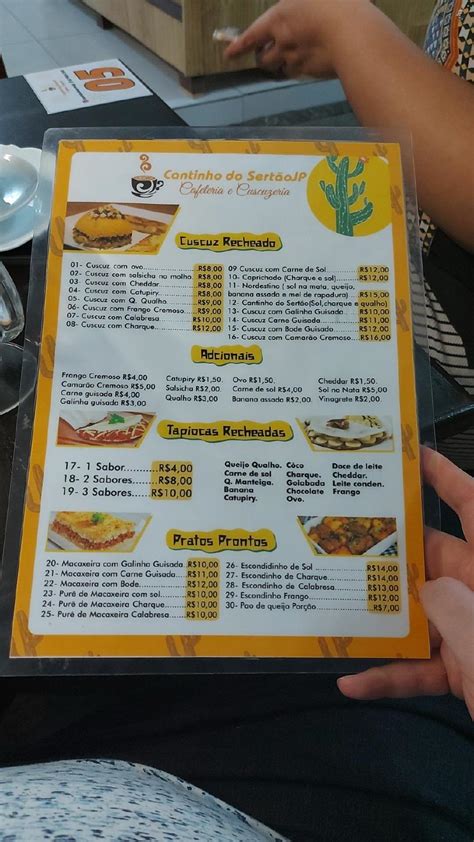 Menu Em Cantinho Do Sert O Jp Jo O Pessoa