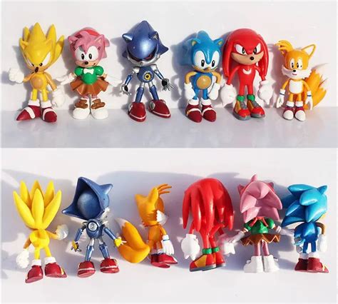 6 Pcs Set 5cm Sonic The Hedgehog Tails Amy Rose Knuckles Shadow Rouge