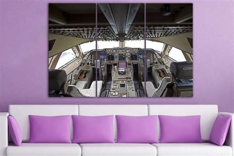 Panel Canvas Сockpit Boeing 747 Cockpit Plane Сockpit Wall Art