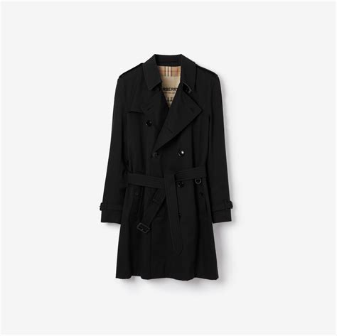 Mid Length Kensington Heritage Trench Coat In Black Men Cotton Gabardine Burberry® Official