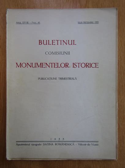 Buletinul Comisiunii Monumentelor Istorice Anul XXVIII Fasc 85