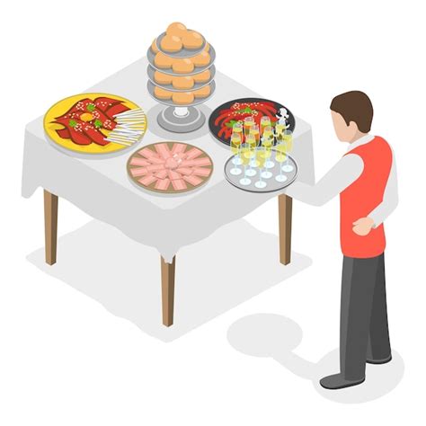 Premium Vector D Isometric Flat Vector Set Of Catering Services