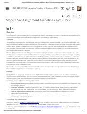 Module Six Assignment Guidelines And Rubric Bus X Managing