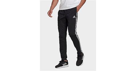 Adidas Essentials Single Jersey Tapered Open Hem 3 Stripes Joggers In