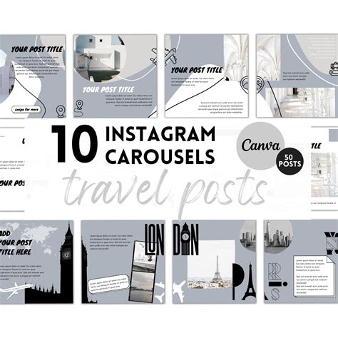 TRAVEL Carousel Instagram Template Boost Engagement Canva Templates