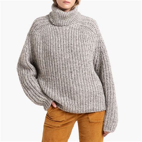 Pull Col Roul En Maille Tricot Azure Beige Ba Sh La Redoute