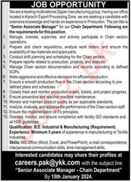 Manufacturing Company Karachi Job 2024 2024 Job Advertisement Pakistan