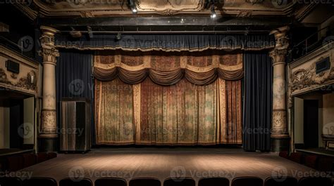 Empty, old, abandoned, 1920s theatre stage with curtains 27703797 Stock ...