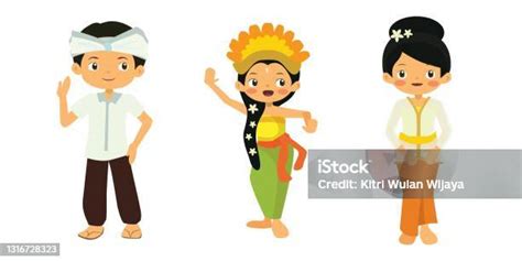 illustration mignonne de vecteur de peuple de bali de dessin anime