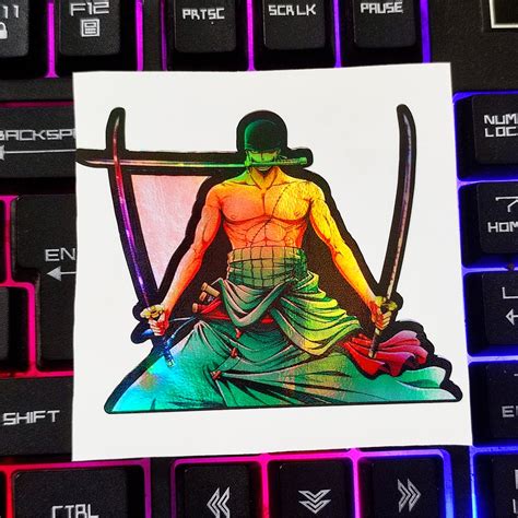 Jual Stiker Sticker Hologram Anime RORONOA ZORO Stiker Anime One Piece