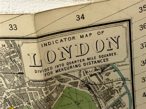 Antique 1900s Philips Tape Indicator Map Of London By George Philip