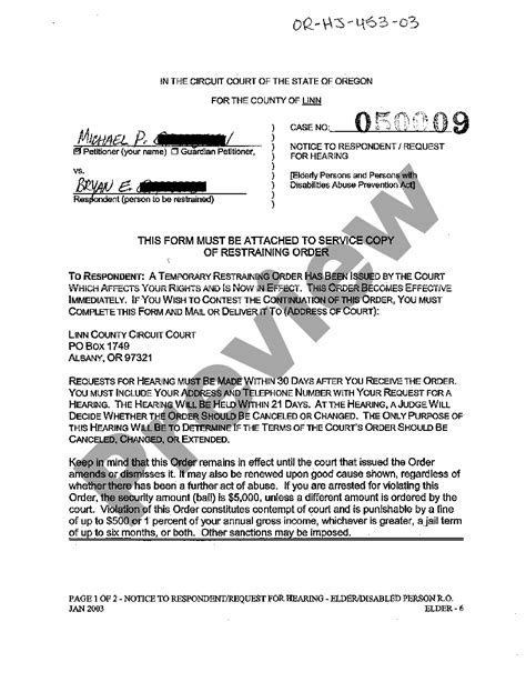 Oregon Notice To Respondent Request For Hearing Us Legal Forms