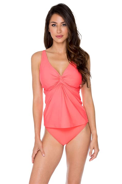 Sunsetss Bright Guava Underwire Bra Tankini Top D Cup Everything