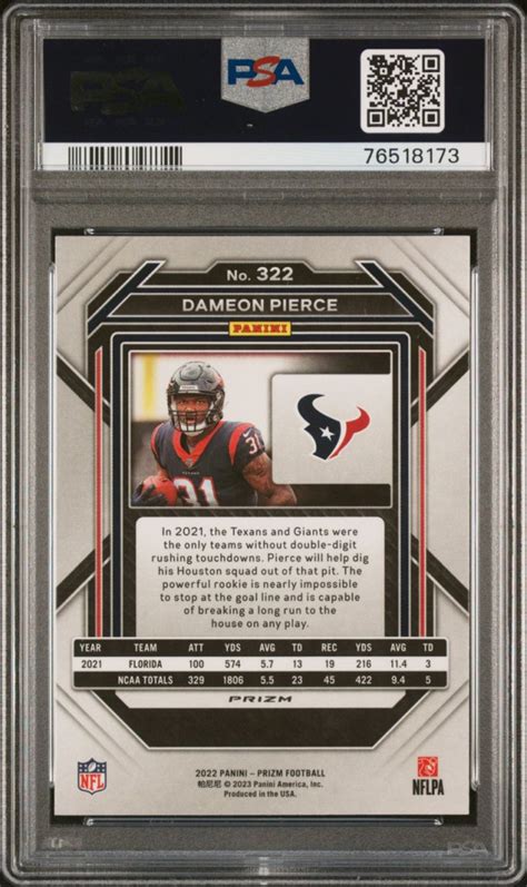 Prizm Dameon Pierce Silver Prizim Rc Psa Mcp