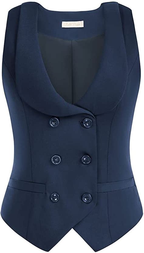 Belle Poque Women Double Breasted Waistcoat Vintage Lapel Collar Vest